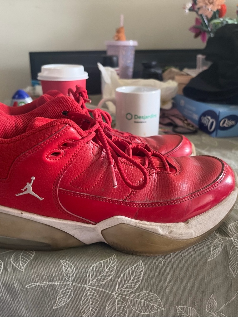 Jordan Red Youth Basketball Sneakers with White Jumpman